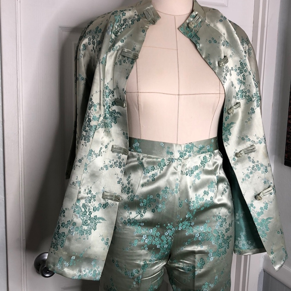 Vintage Alfred Shaheen satin brocade jacket/pants set